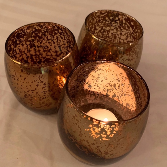 Hobby Lobby Accents Set Of 3 Bronze Dark Gold Metallic Crackle